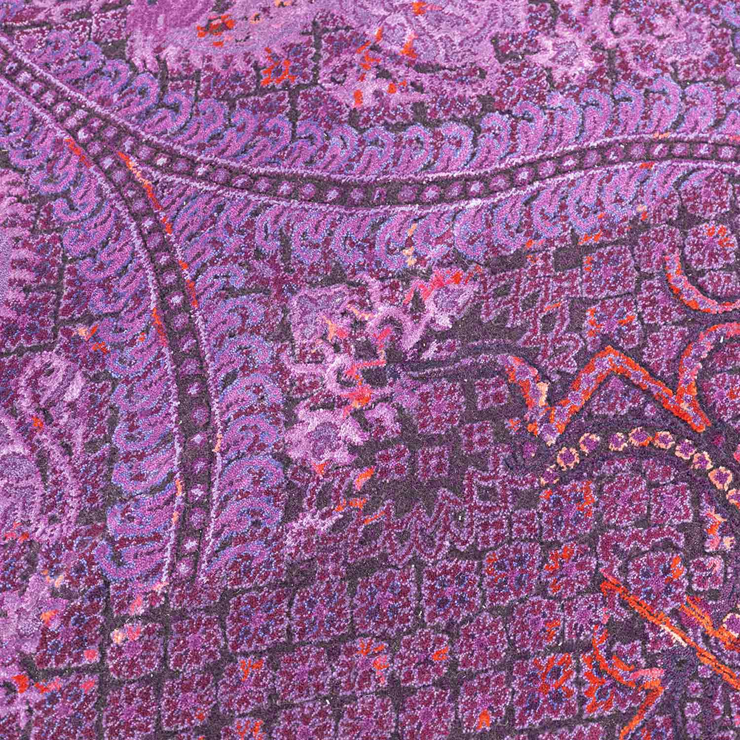 Amethyst Floral Hand Knotted Woollen And Viscose Rug view 4