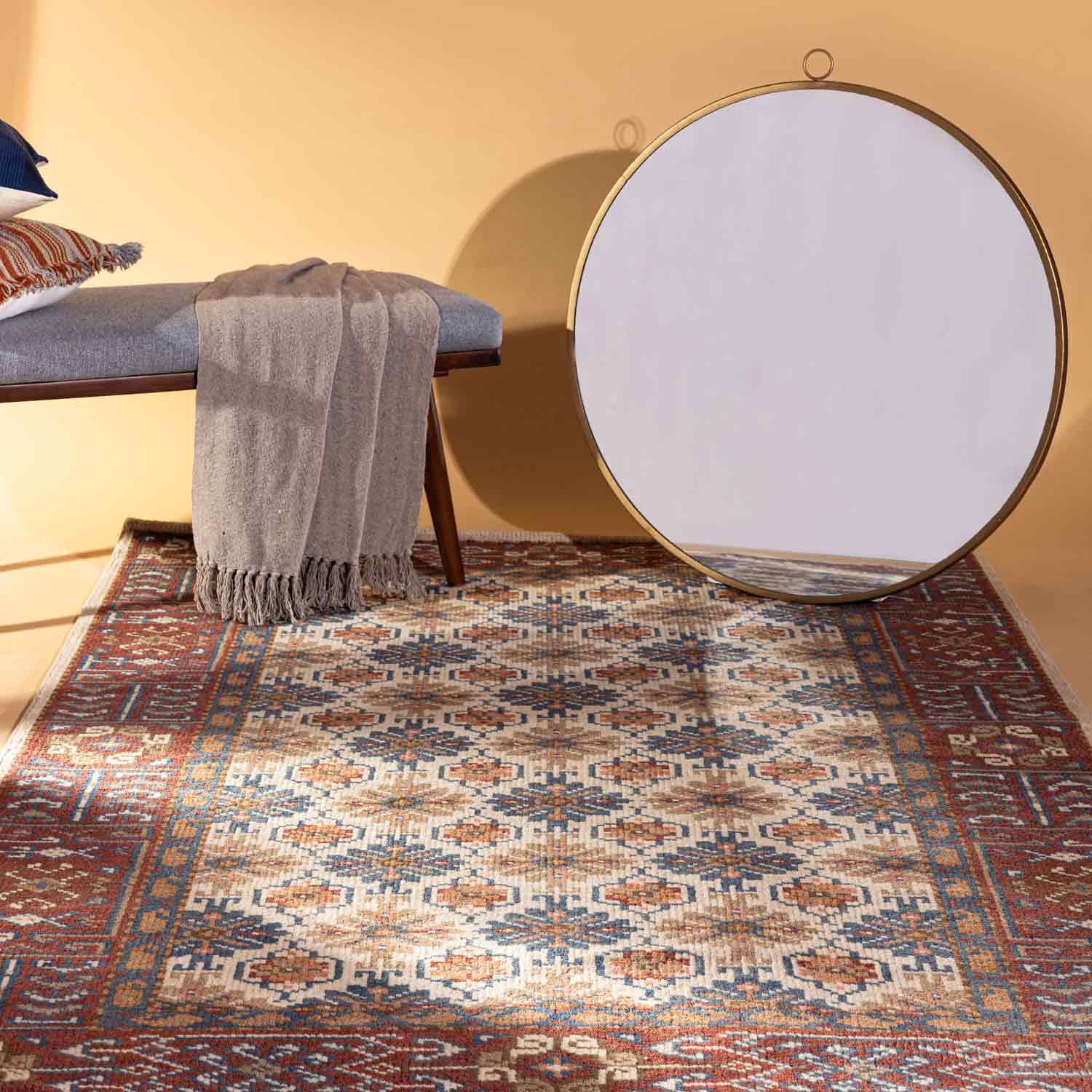 Indigo Solstice Handloom – Viscose (Art Silk) Kilim carpet by Ajaypee Carpet