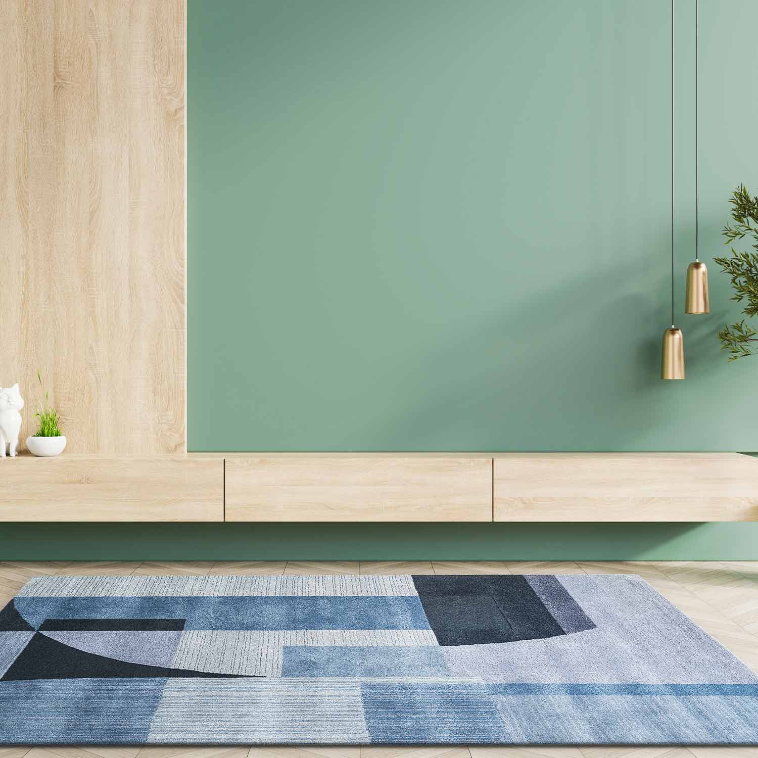 Azure Medallion Area Rug – Viscose (Art Silk) Shaggy carpet by Ajaypee Carpet