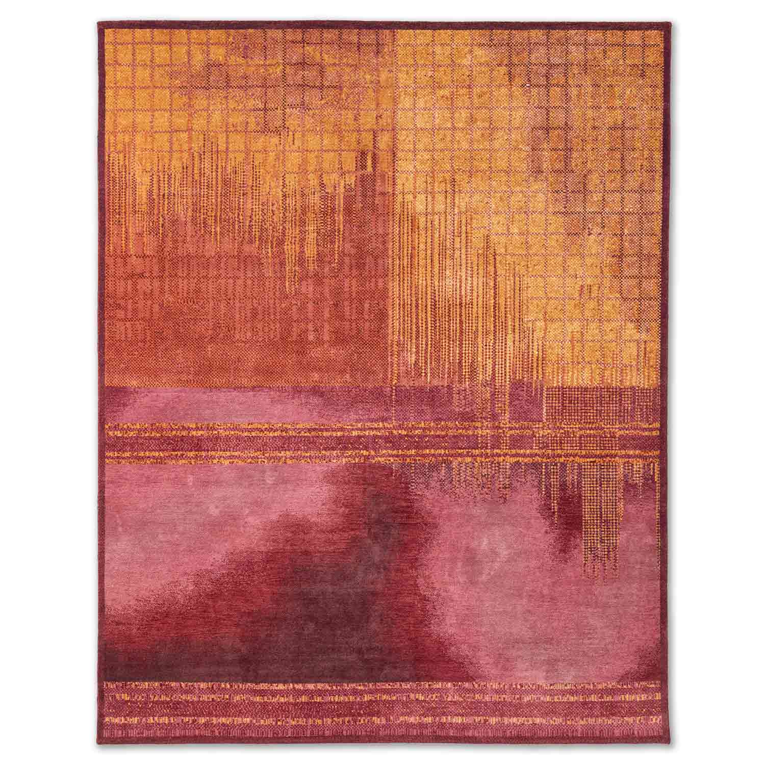Drape Dreams Hand Knotted Woollen Rug By Abraham And Thakore – Wool & Silk Blend Hand Knotted carpet by Ajaypee Carpet