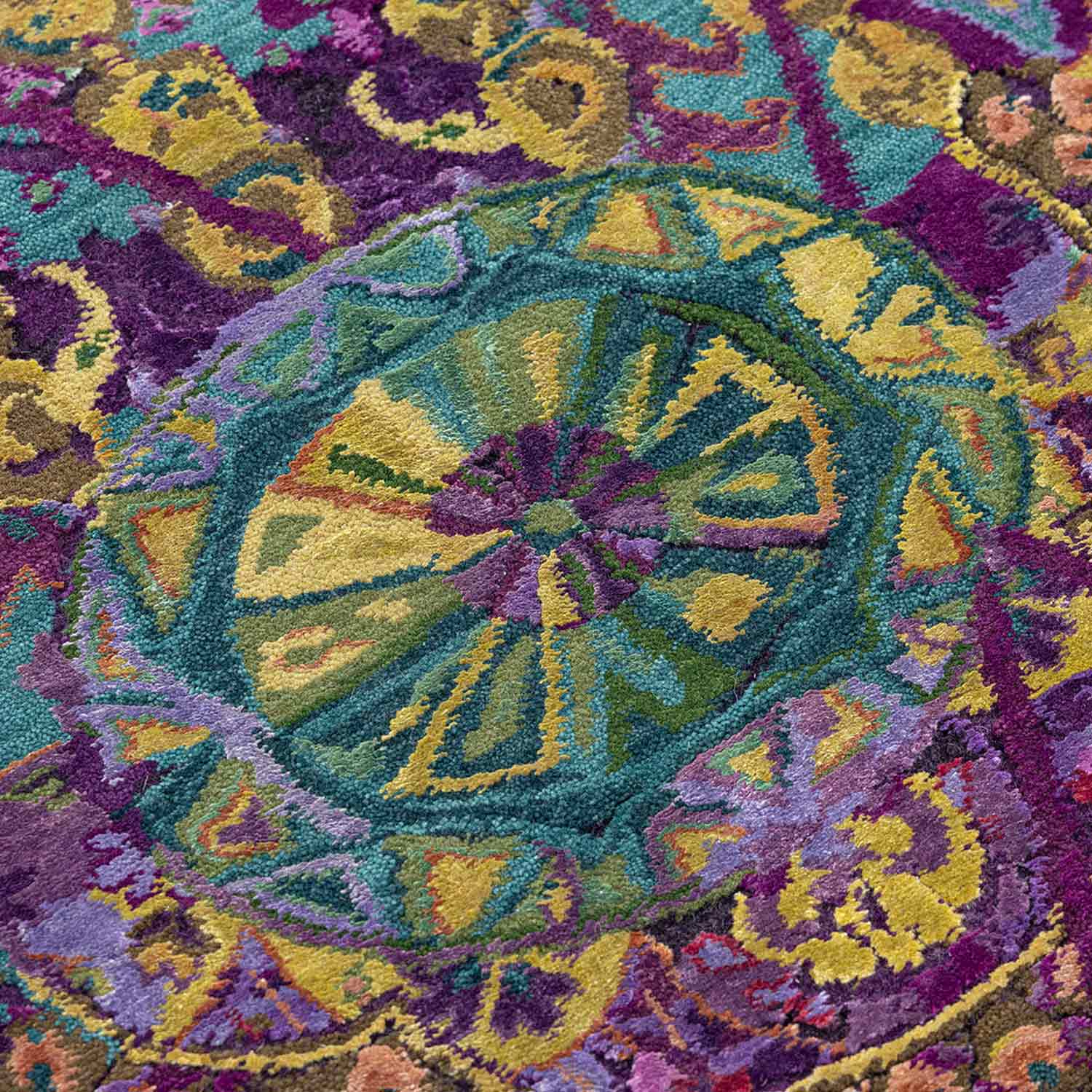 Amethyst Chandbali Hand Knotted Woollen And Viscose Runner Rug By Smitha Zachariah view 4