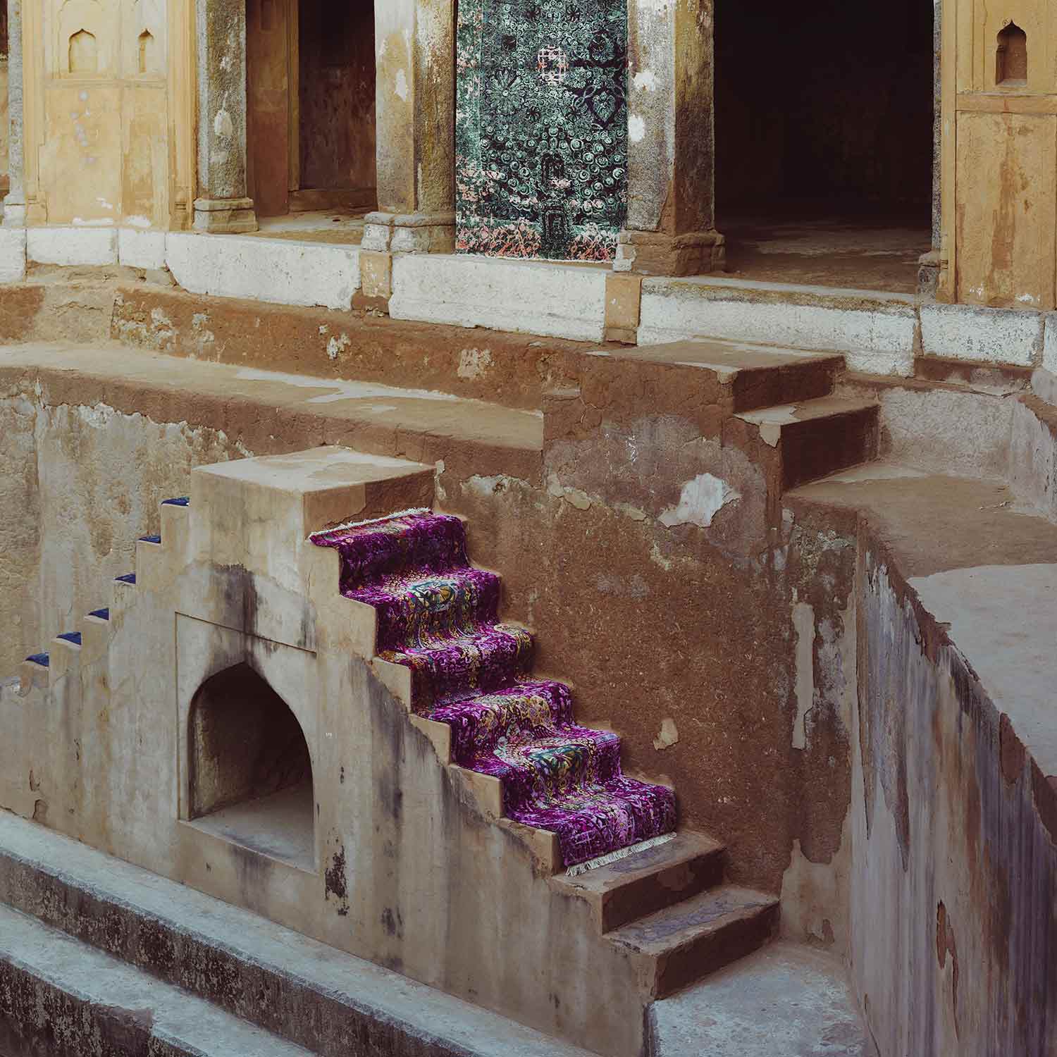 Amethyst Chandbali Hand Knotted Woollen And Viscose Runner Rug By Smitha Zachariah view 2