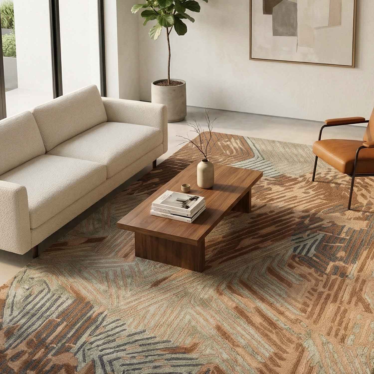 Chestnut Hand Tufted Wool And Viscose Rug view 3