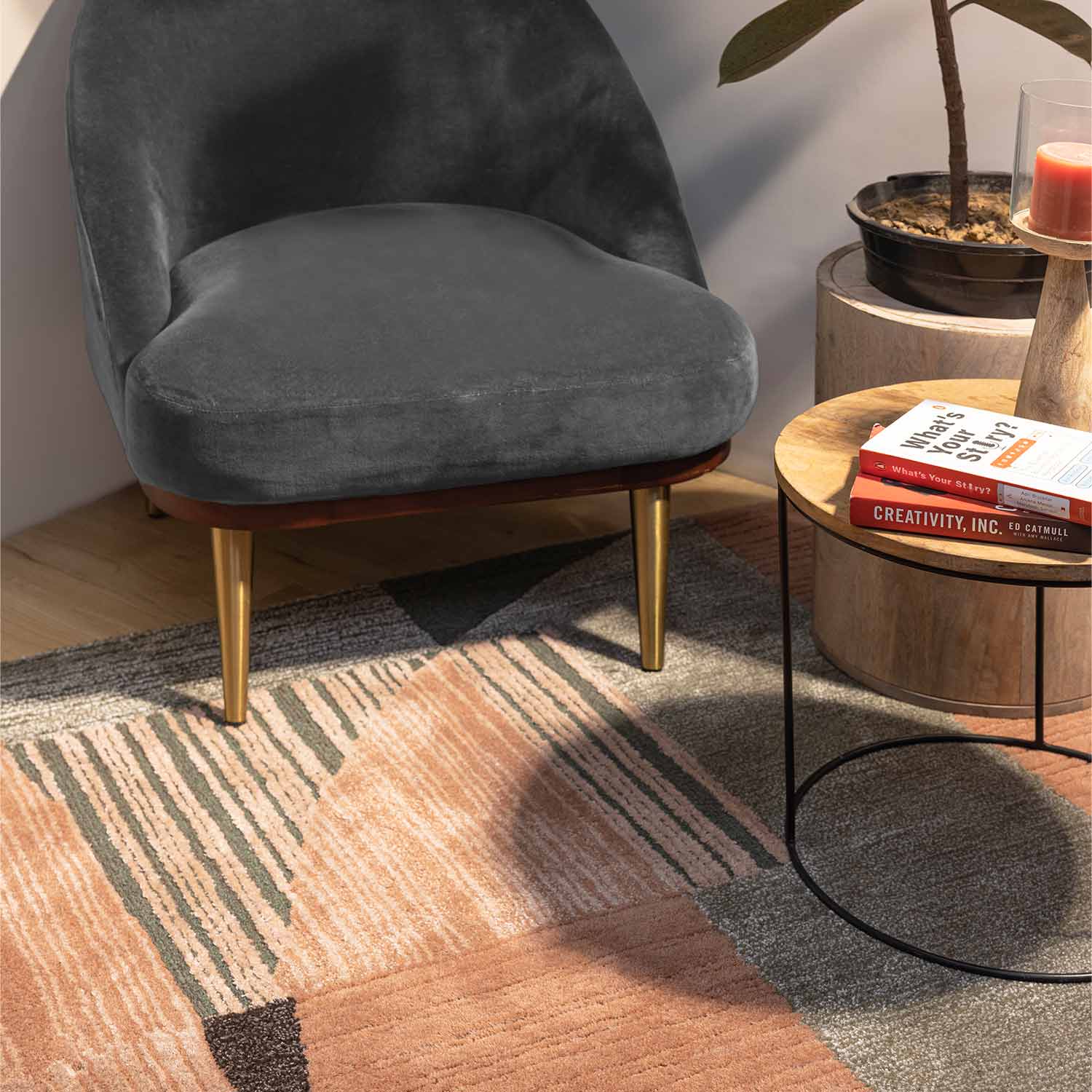 Indigo Botanical Carpet – Wool & Silk Blend Hand Woven carpet by Ajaypee Carpet