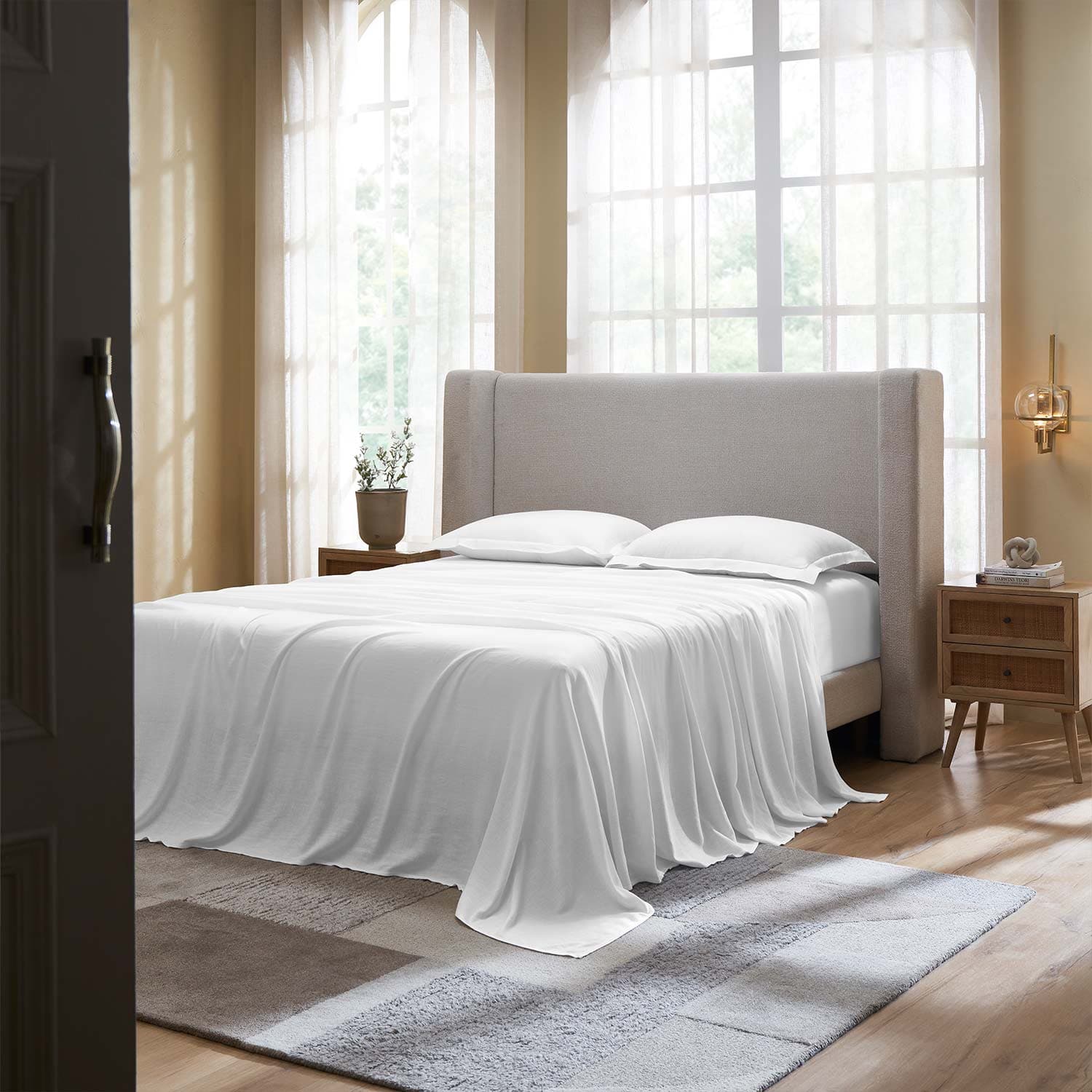 Cosmo Linen Bedsheet Set – Wool & Silk Blend Hand Knotted carpet by Ajaypee Carpet