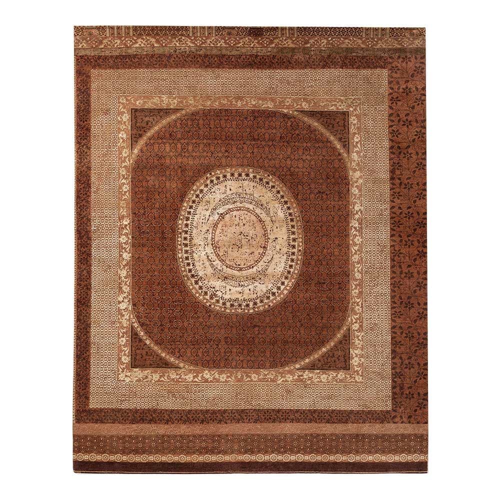 Charbagh Hand Knotted Woollen and Silk Rug By Tarun Tahiliani – Wool & Silk Blend Hand Knotted carpet by Ajaypee Carpet