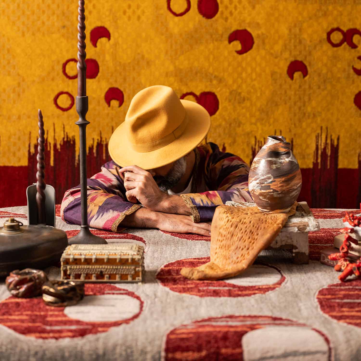 Onyx Lattice Carpet – Pure Silk Dhurrie carpet by Ajaypee Carpet