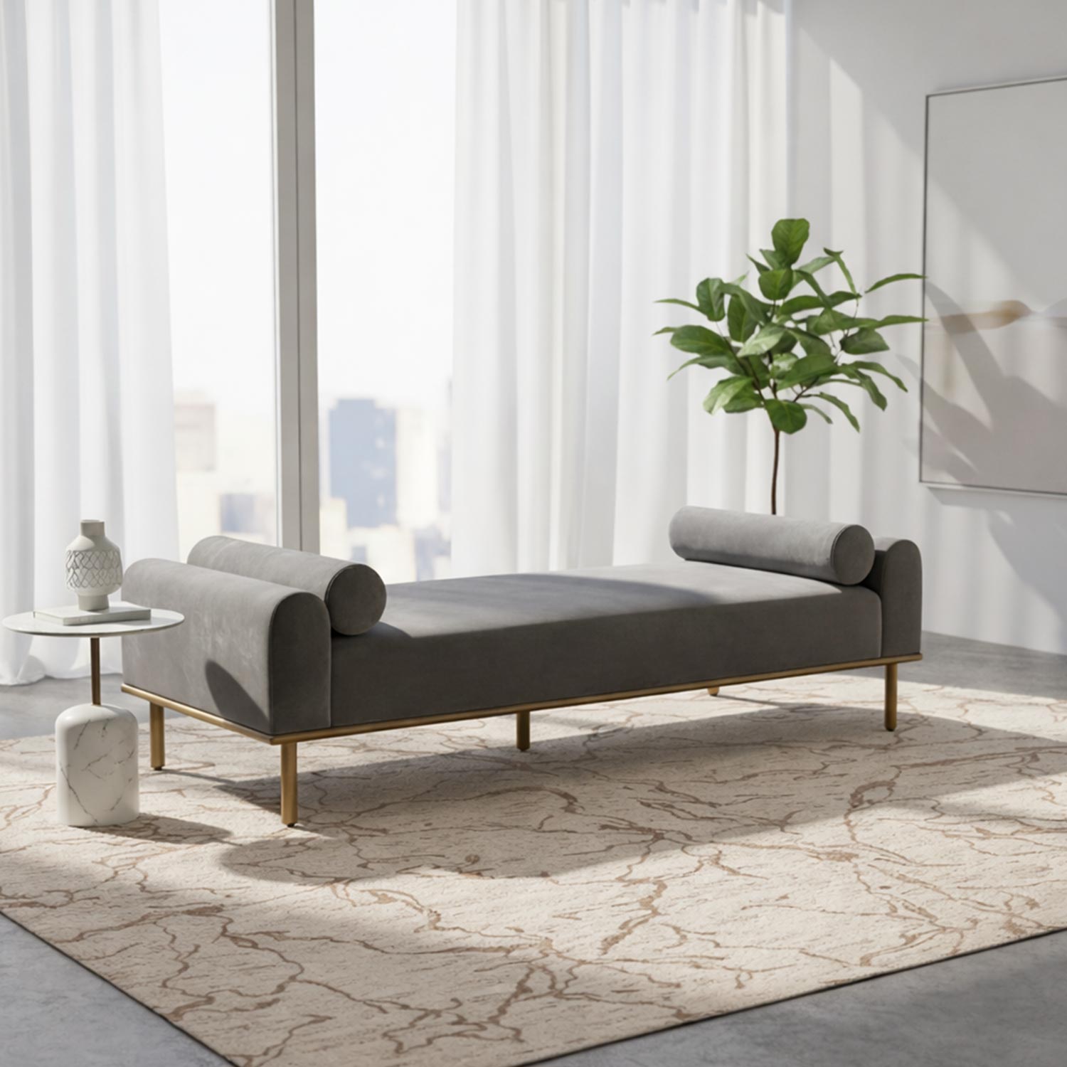 Arthur Daybed- Blush Grey – New Zealand Wool Hand Knotted carpet by Ajaypee Carpet