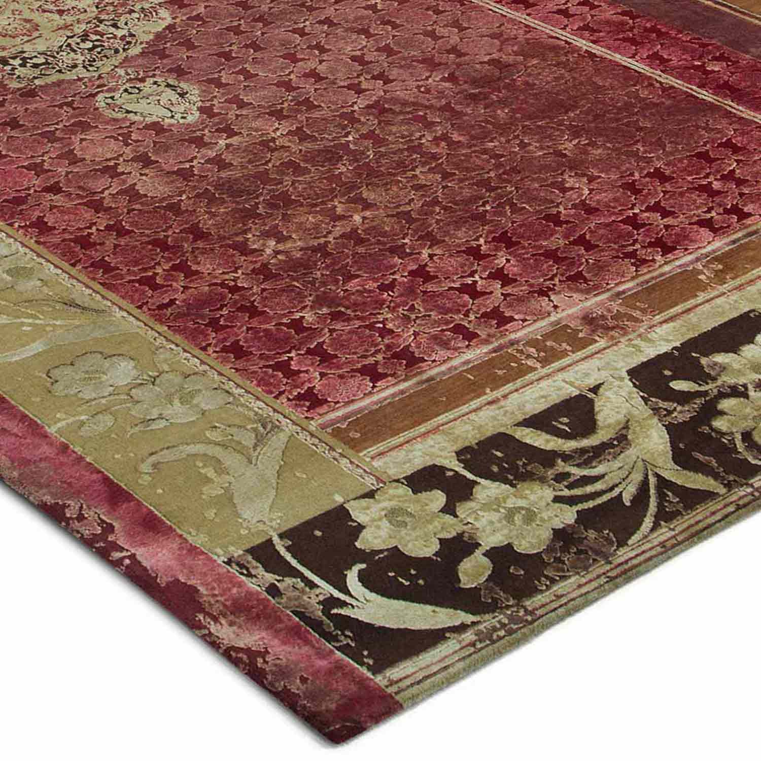 Brocaade Garden Hand Knotted Woollen, Viscose And Silk Rug - Wool & Silk Blend - Hand Knotted - Ajaypee Carpets (Thumbnail 4)