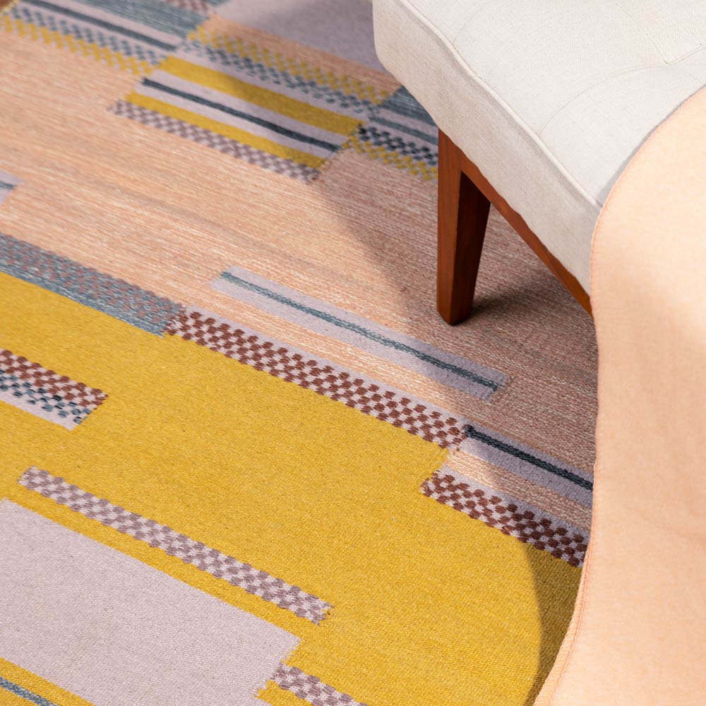 Chaitra Hand Woven Woollen Dhurrie - New Zealand Wool - Dhurrie - Ajaypee Carpets (Thumbnail 4)