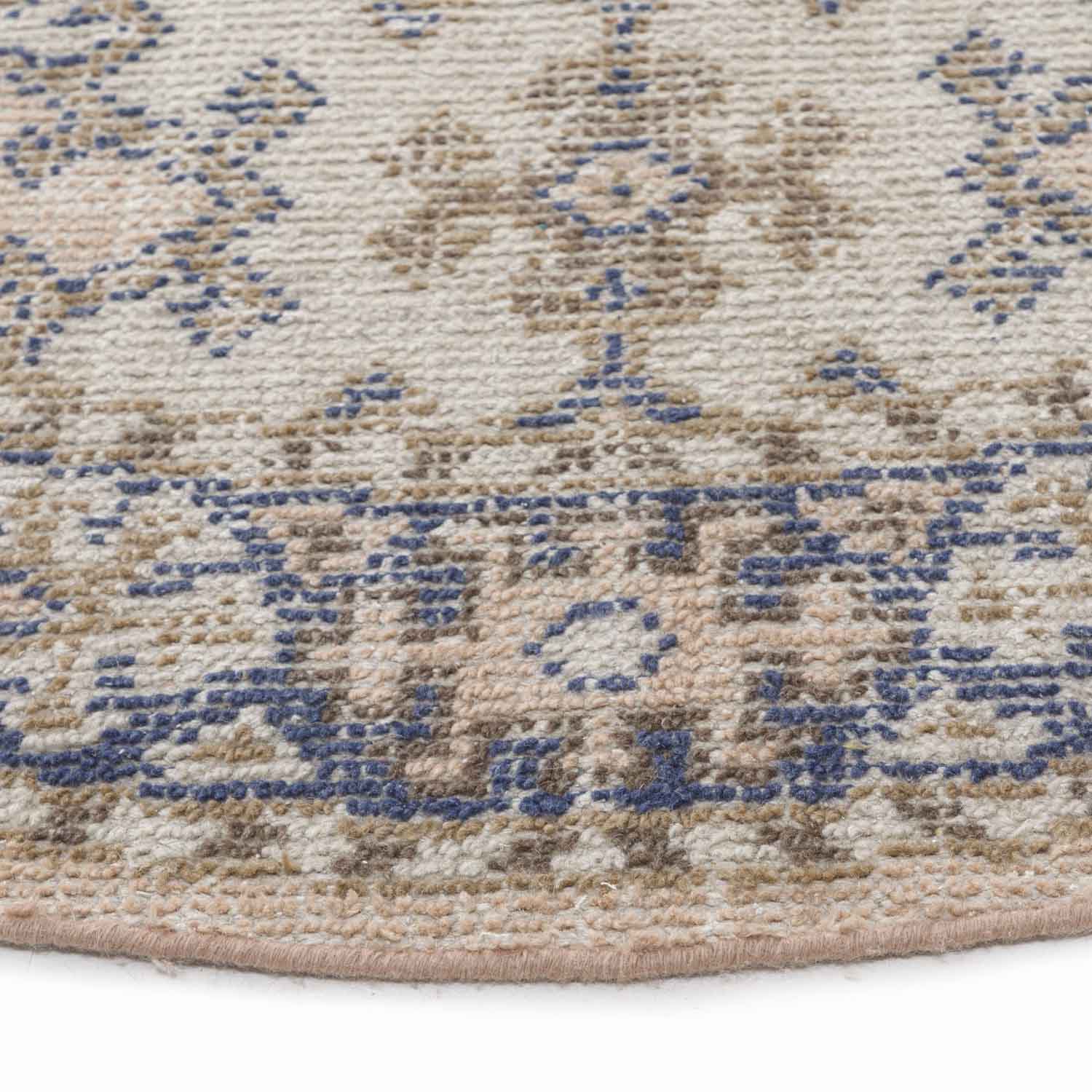 Chalet Hand Knotted Round Rug - Wool & Silk Blend - Hand Knotted - Ajaypee Carpets (Thumbnail 5)