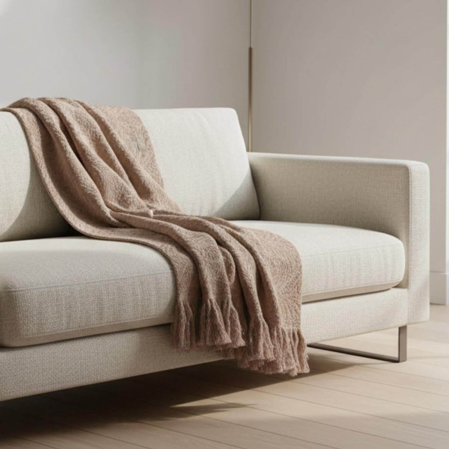 Biscuit Cotton Dobby Design Throw handmade carpet