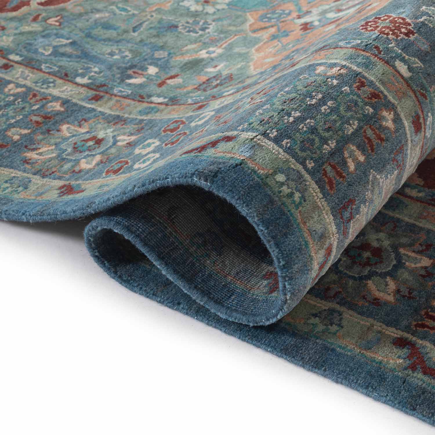 Darbari Hand Knotted Woollen And Silk Rug - Wool & Silk Blend - Hand Knotted - Ajaypee Carpets (Thumbnail 3)