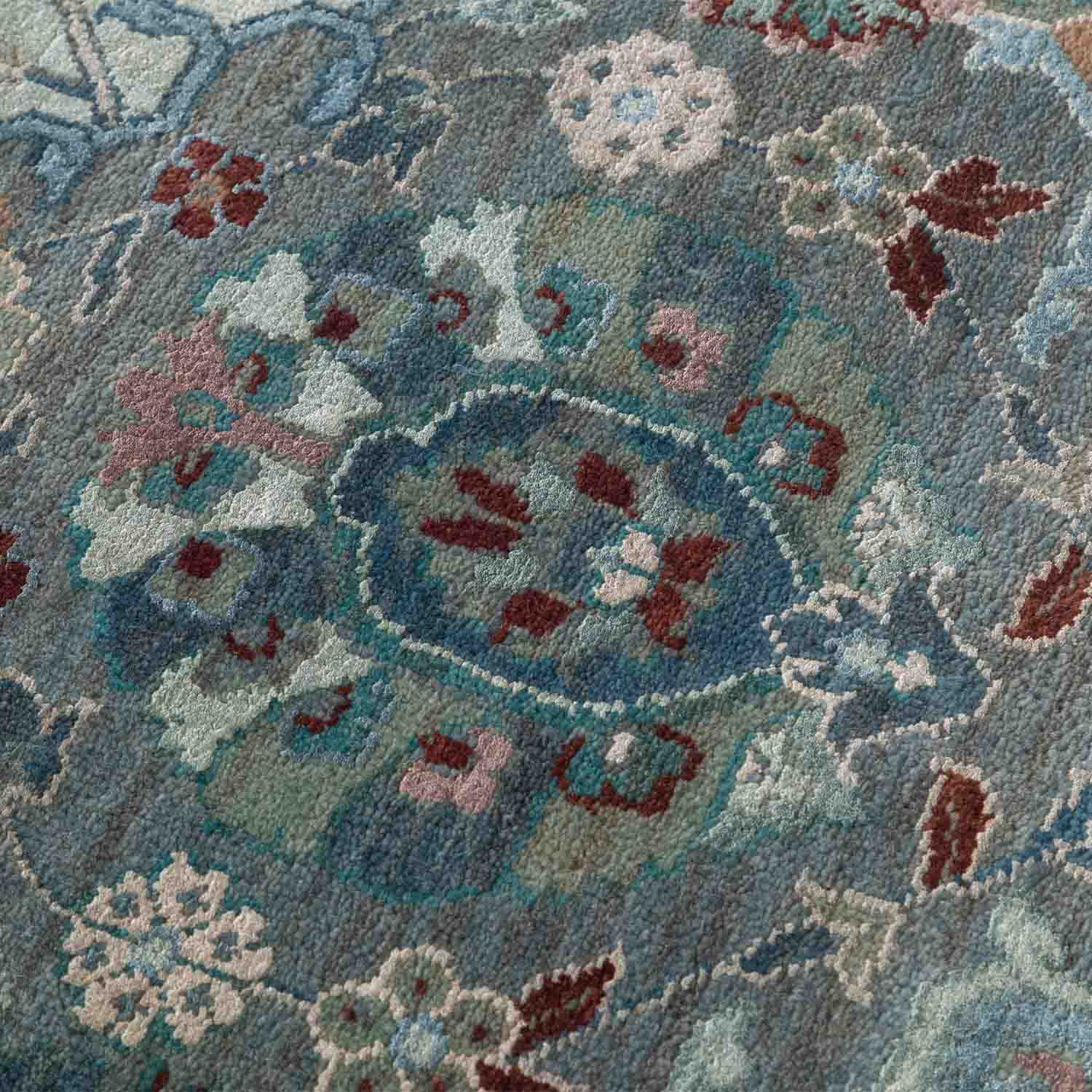 Darbari Hand Knotted Woollen And Silk Rug - Wool & Silk Blend - Hand Knotted - Ajaypee Carpets (Thumbnail 4)