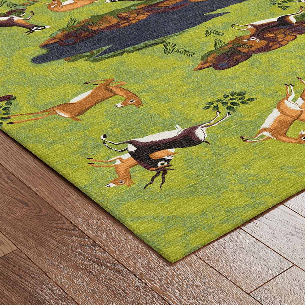 Deamflum Hand Knotted Woollen and Silk Rug - Wool & Silk Blend - Hand Knotted - Ajaypee Carpets (Thumbnail 3)