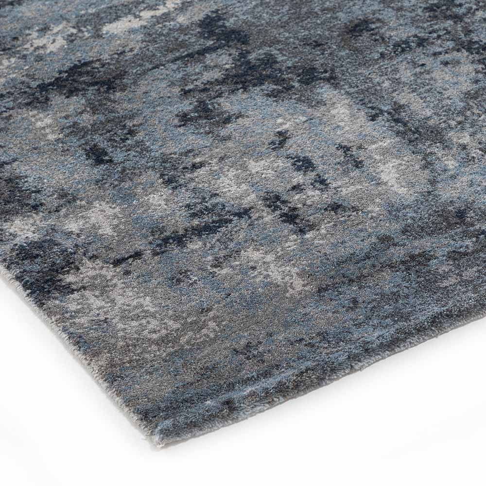 Deep Blue Hand Knotted Woollen Rug - New Zealand Wool - Hand Knotted - Ajaypee Carpets (Thumbnail 3)