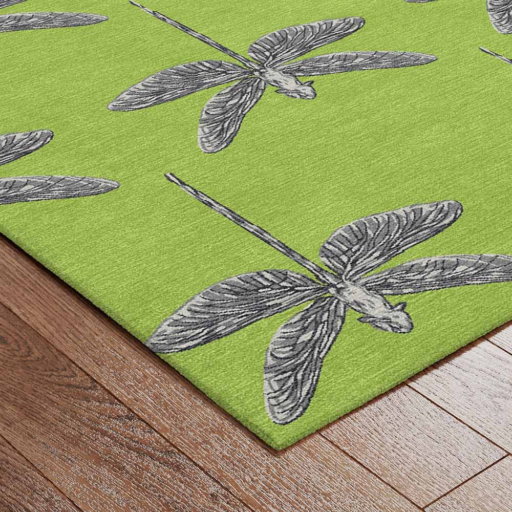 Dragonfly  Hand Tufted Woollen Rug By Anita Dalmia - New Zealand Wool - Persian Style - Ajaypee Carpets (Thumbnail 3)