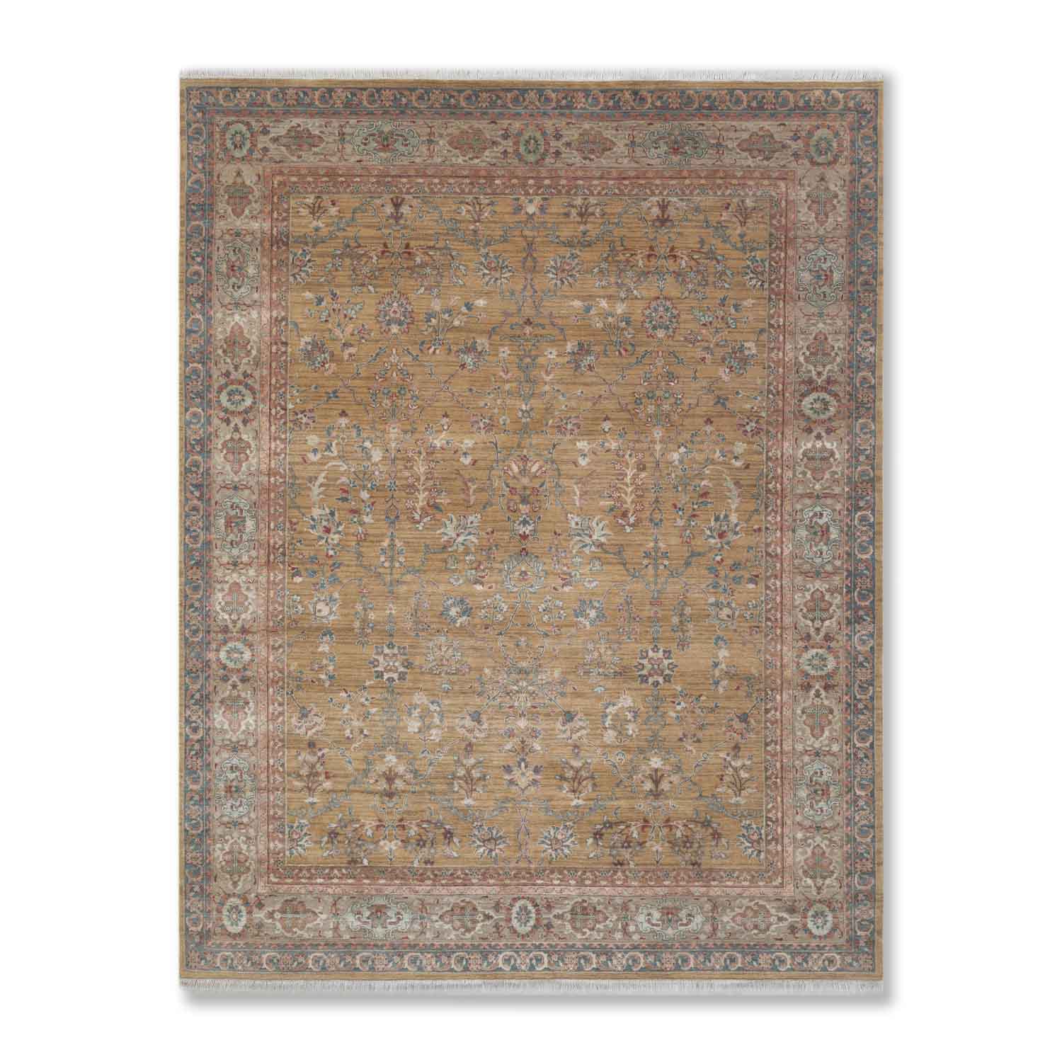 Angar Hand Knotted Woollen And Silk Rug – Wool & Silk Blend Hand Knotted handmade carpet by Ajaypee Carpets