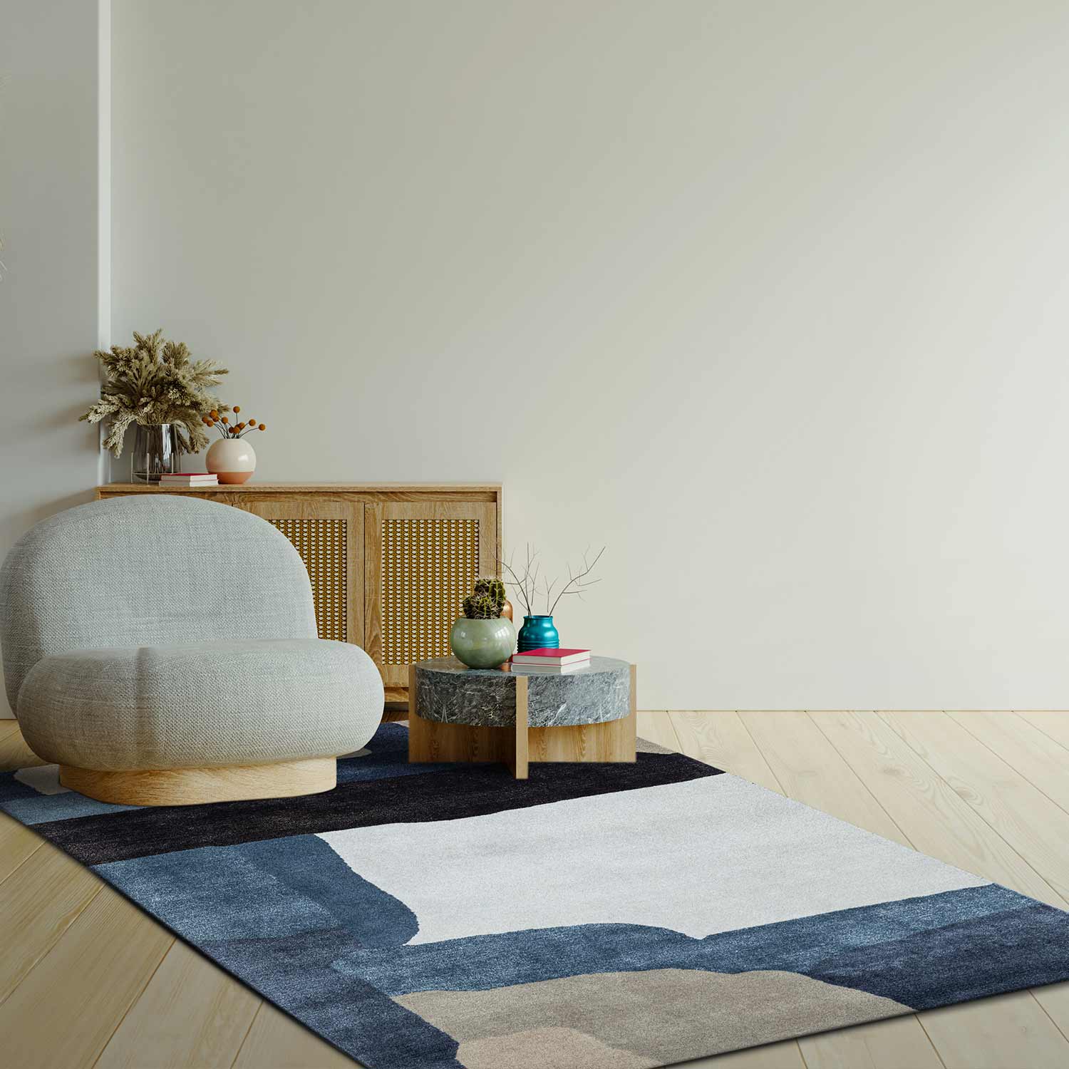 Abstract Hand Tufted Woollen And Viscose Rug - Wool & Viscose Blend - Hand Tufted - Ajaypee Carpets (Thumbnail 3)