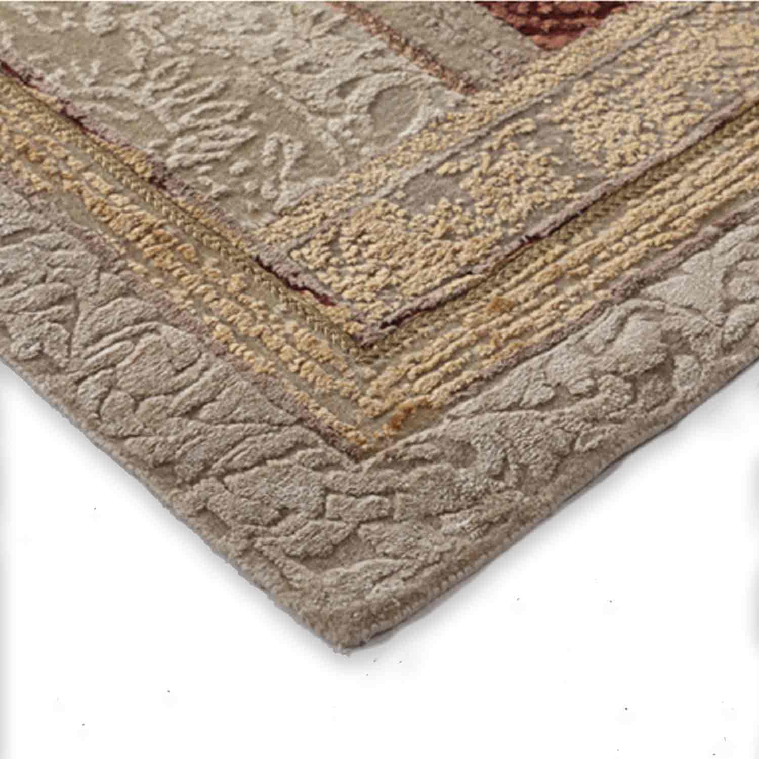 Alvin Hand Knotted Woollen and Silk Runner By Tarun Tahiliani - Wool & Silk Blend - Hand Knotted - Ajaypee Carpets (Detail)