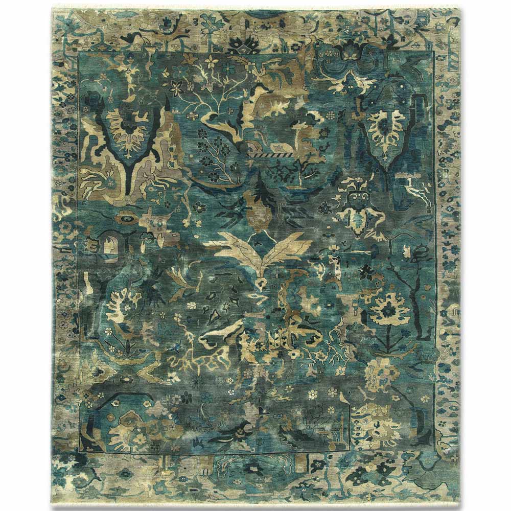 Amber Hand Knotted Woollen Rug - New Zealand Wool - Hand Knotted - Ajaypee Carpets (Detail)