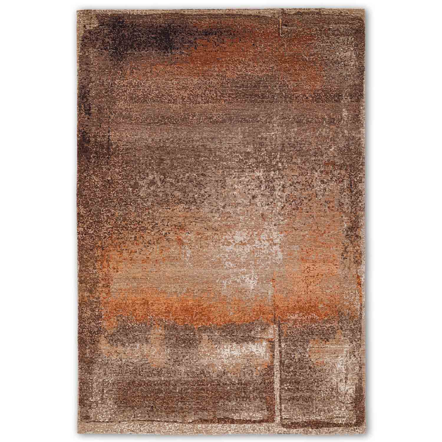 Auburn Hand Knotted Woollen And Silk Rug – Wool & Silk Blend Hand Knotted handmade carpet by Ajaypee Carpets