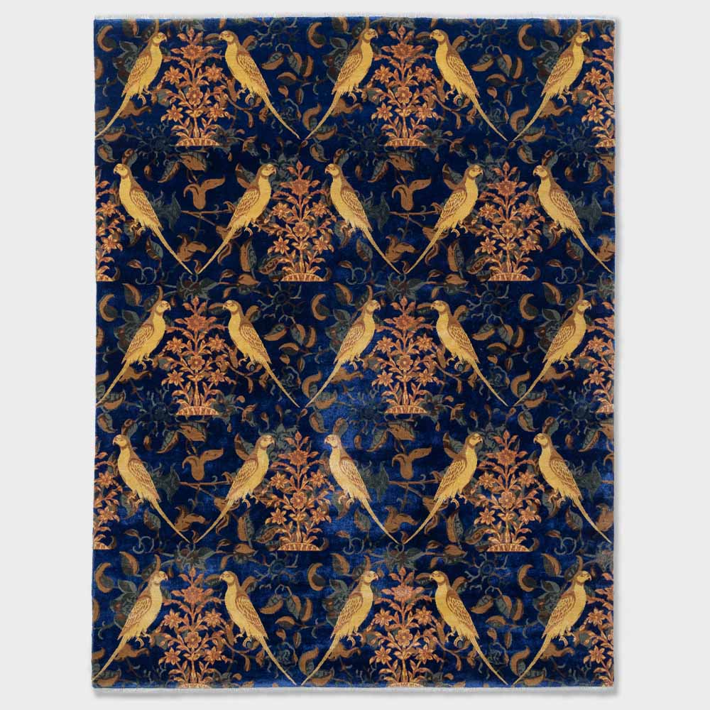 Botanical Hand Knotted Woollen and Viscose Rug By Anita Dalmia - Wool & Viscose Blend - Shaggy - Ajaypee Carpets (Thumbnail 2)
