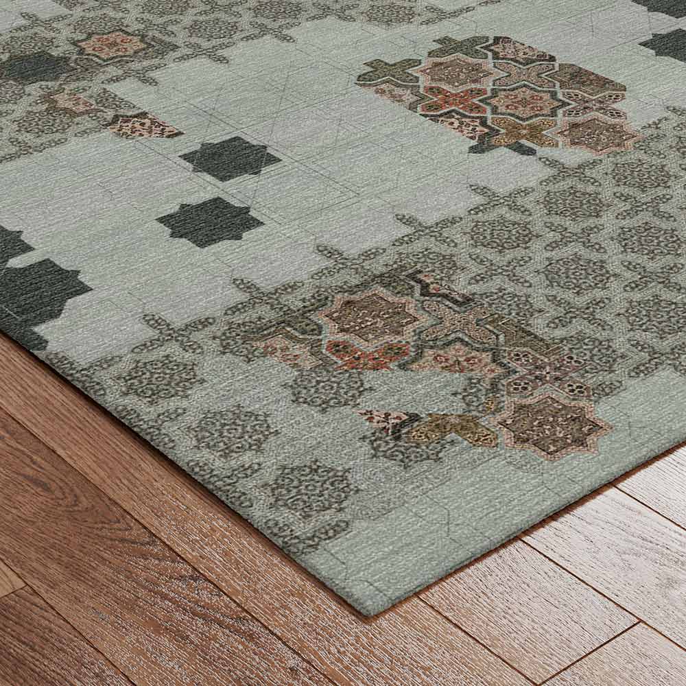 Botanical Hand Knotted Woollen and Viscose Rug - Wool & Viscose Blend - Hand Knotted - Ajaypee Carpets (Detail)