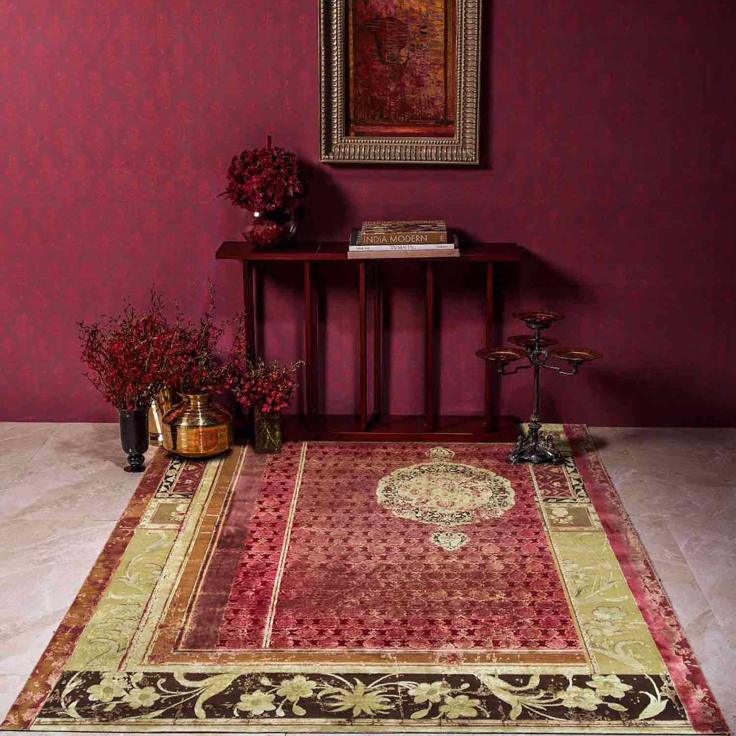 Brocaade Garden Hand Knotted Woollen, Viscose And Silk Rug - Wool & Silk Blend - Hand Knotted - Ajaypee Carpets