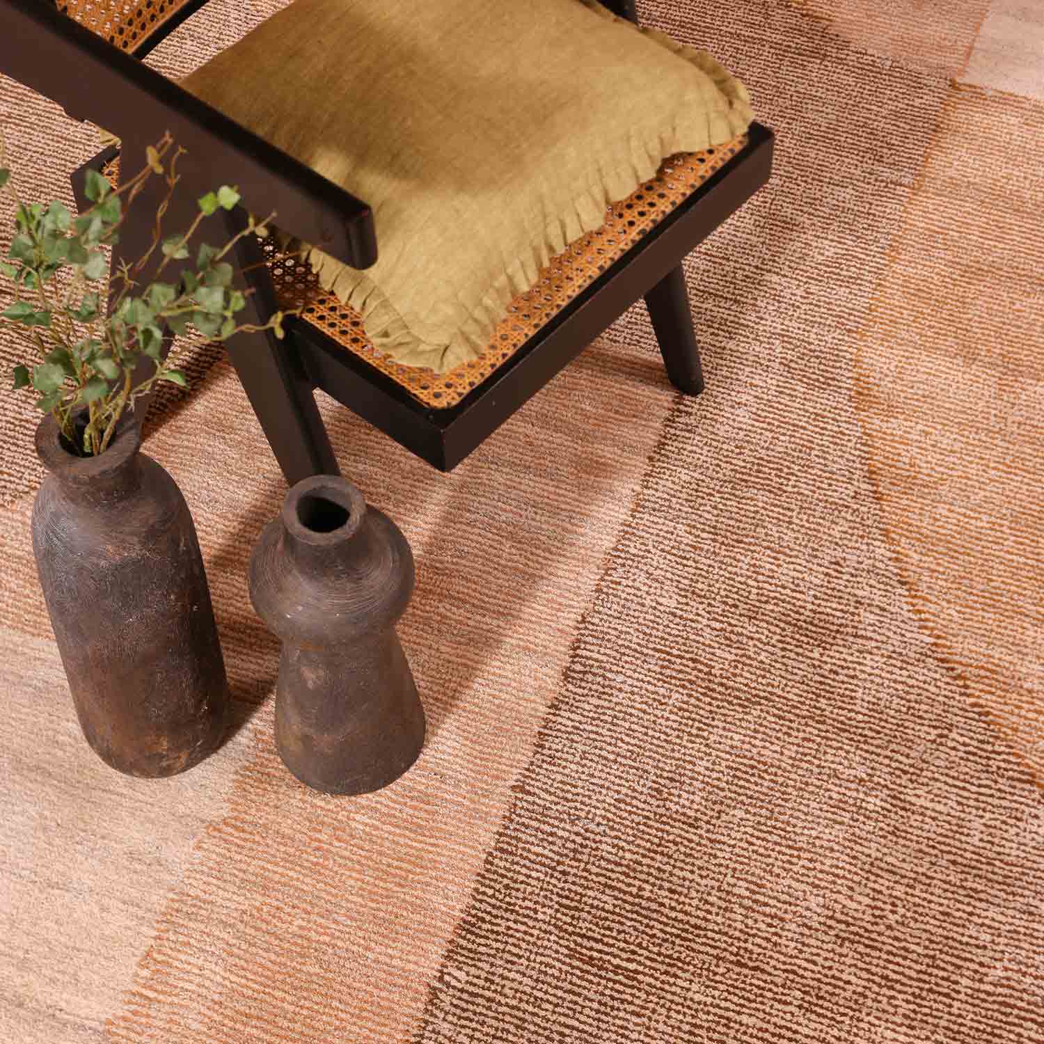 Bronze Hand Tufted Woollen And Viscose Rug - Wool & Viscose Blend - Hand Tufted - Ajaypee Carpets (Thumbnail 3)