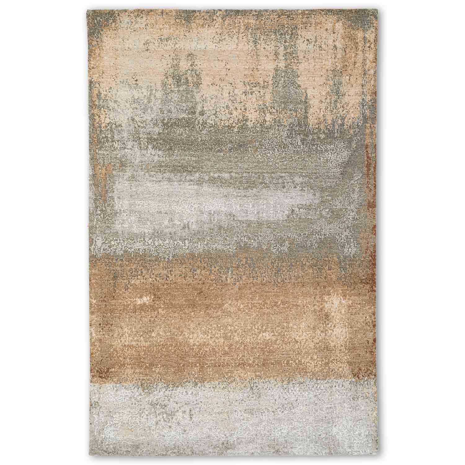 Cantaloupe  Hand Knotted Woollen And Silk Rug – Wool & Silk Blend Hand Knotted handmade carpet by Ajaypee Carpets