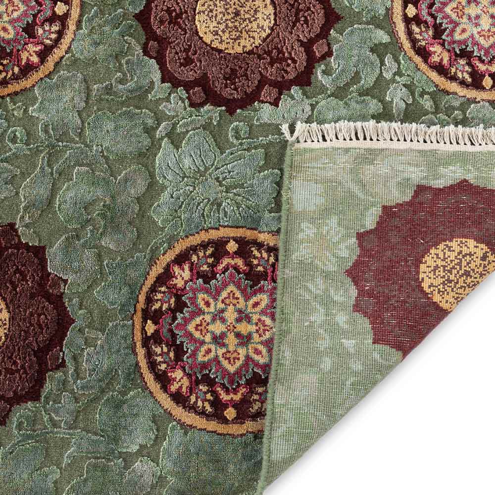 Capre Hand Knotted Woollen and Viscose Rug - Wool & Viscose Blend - Hand Knotted - Ajaypee Carpets (Thumbnail 4)