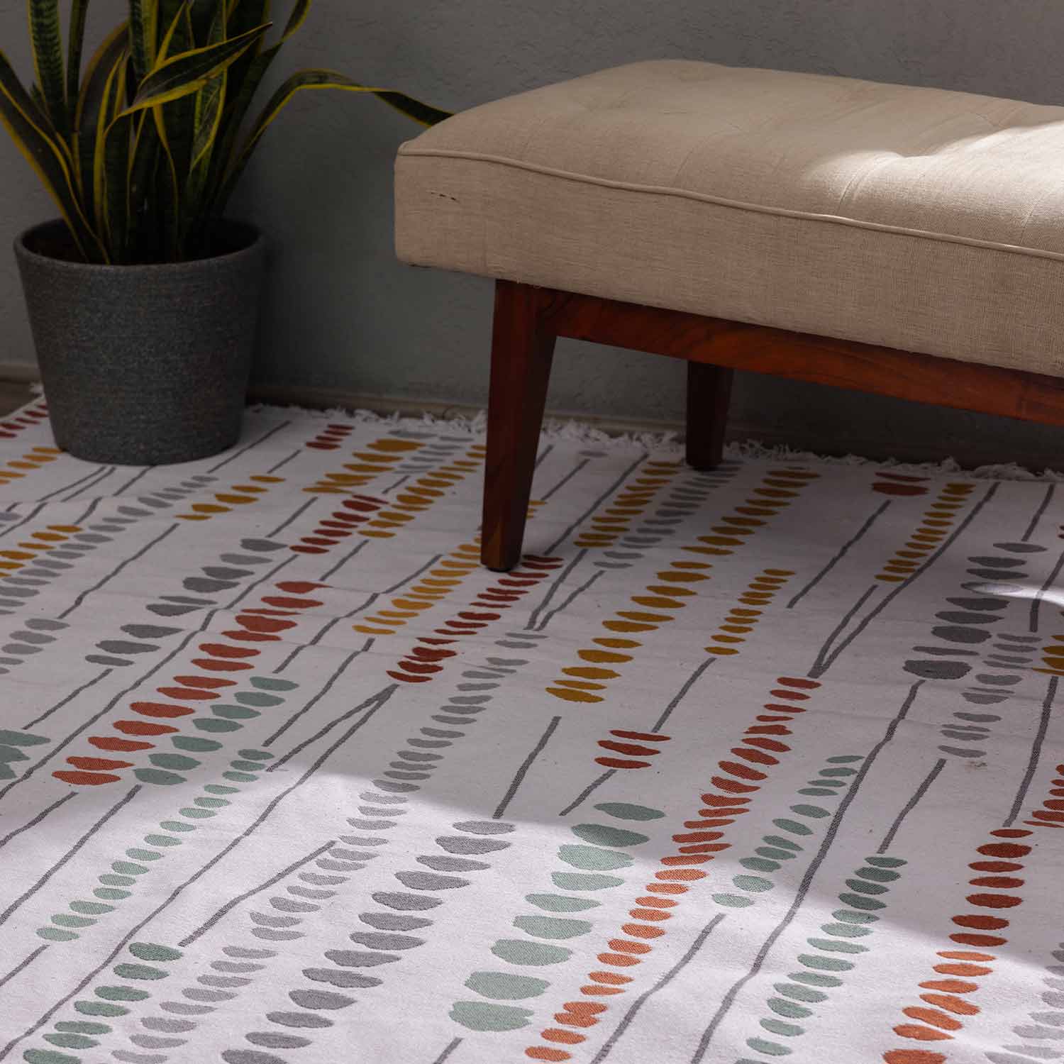 Cave Paint Recycled Cotton Reversible Kilim – Cotton Kilim handmade carpet by Ajaypee Carpets