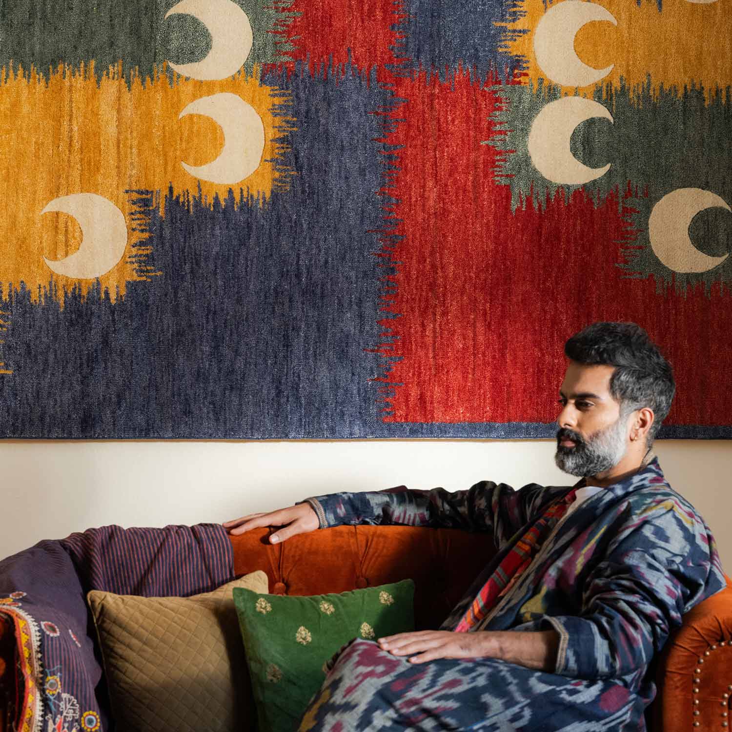 Chandrakala Hand Knotted Woollen Rug - New Zealand Wool - Hand Knotted - Ajaypee Carpets (Thumbnail 3)