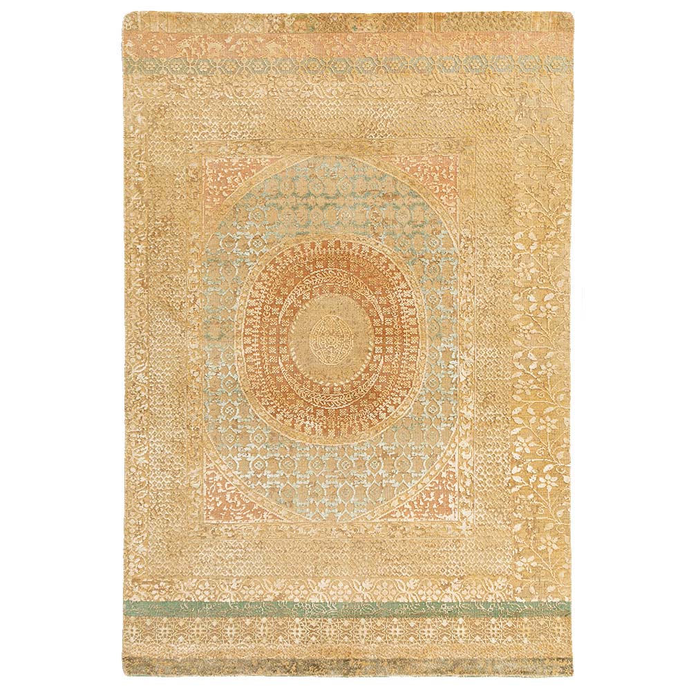 Charbagh Hand Knotted Woolen And Silk Rug By Tarun Tahiliani – Wool & Silk Blend Kilim handmade carpet by Ajaypee Carpets