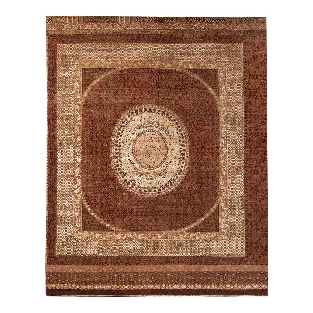 Charbagh Hand Knotted Woollen and Silk Rug By Tarun Tahiliani – Wool & Silk Blend Hand Knotted handmade carpet by Ajaypee Carpets