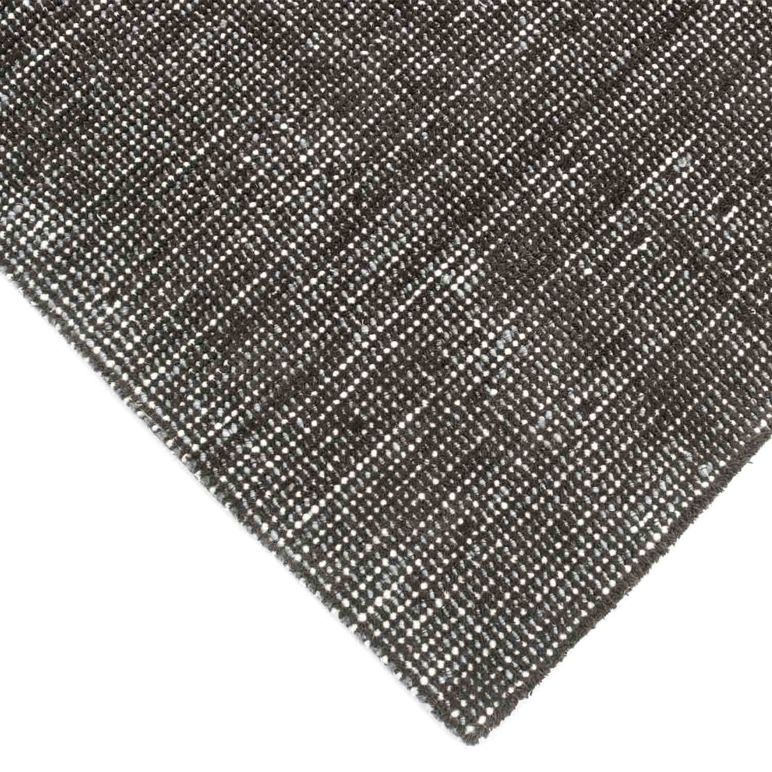 Charcoal Handloom Woollen And Polyester Rug - New Zealand Wool - Hand Woven - Ajaypee Carpets (Thumbnail 2)