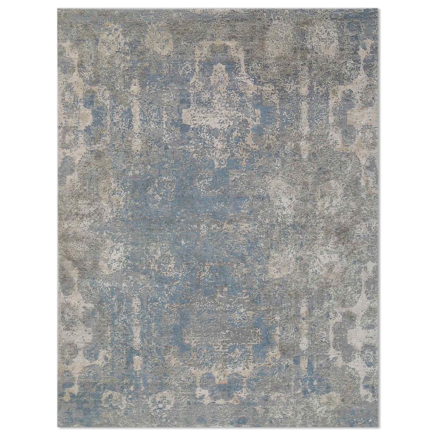 Cloudy Hand Knotted Woollen And Silk Rug – Wool & Silk Blend Hand Knotted handmade carpet by Ajaypee Carpets