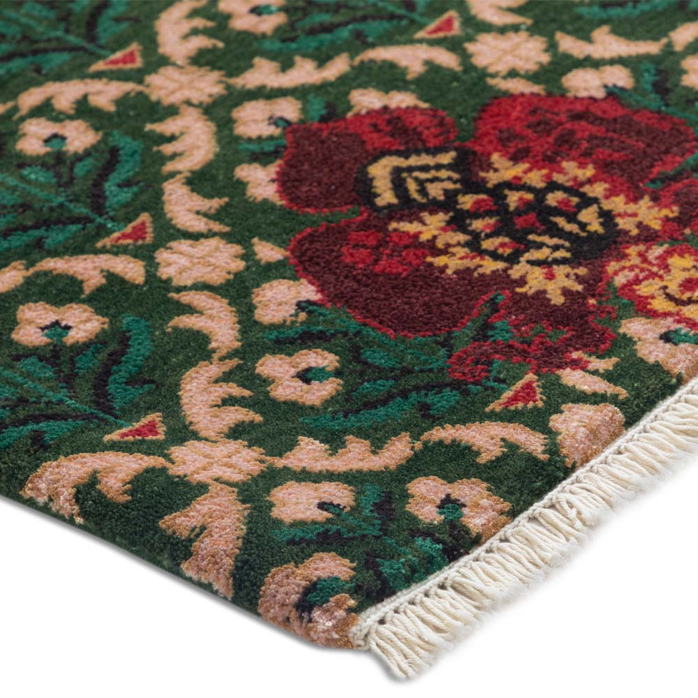 Damask Hand Knotted Woollen and Viscose Rug - Wool & Viscose Blend - Hand Knotted - Ajaypee Carpets (Thumbnail 2)