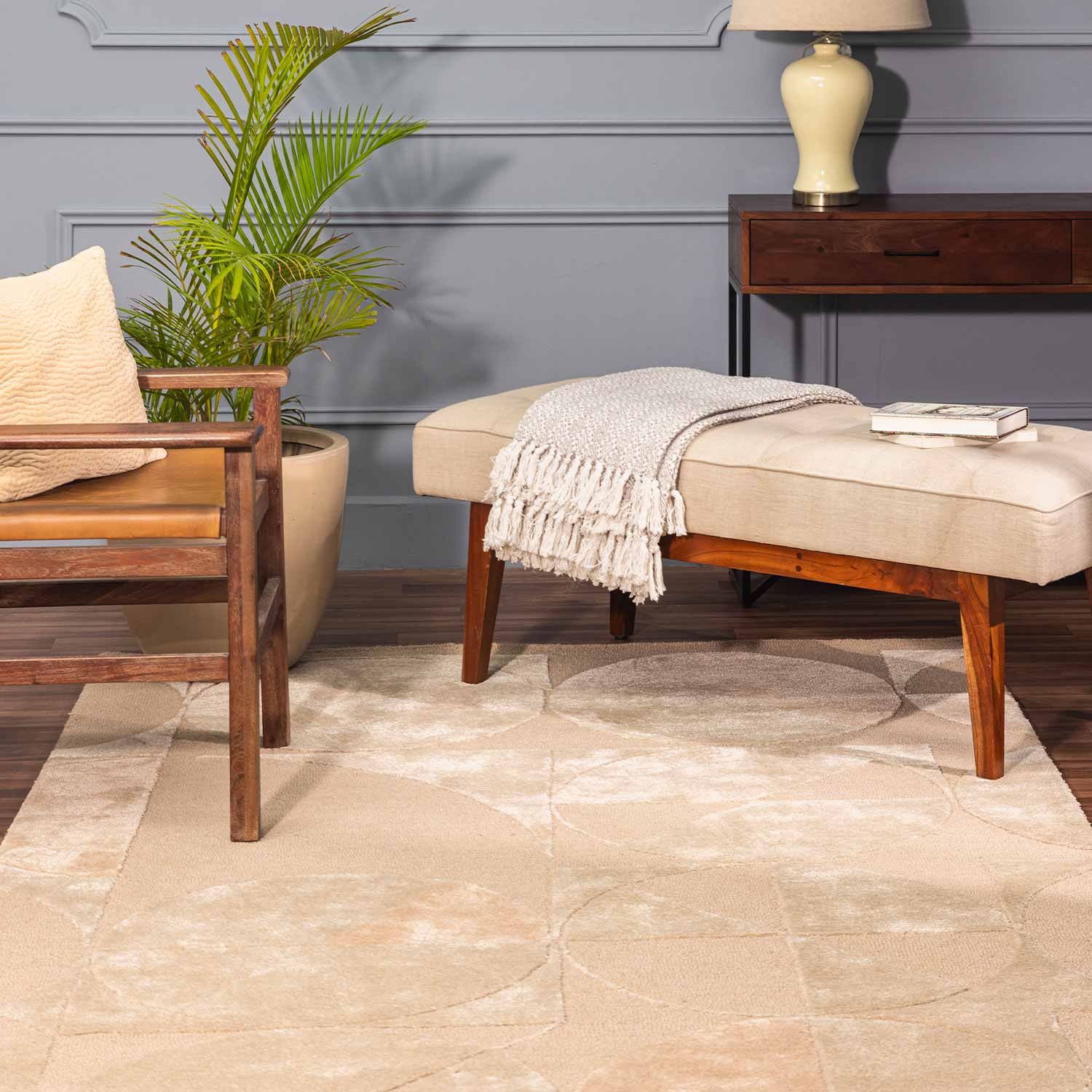 Darwish Hand Tufted Woollen And Viscose Rug – Wool & Viscose Blend Hand Tufted handmade carpet by Ajaypee Carpets