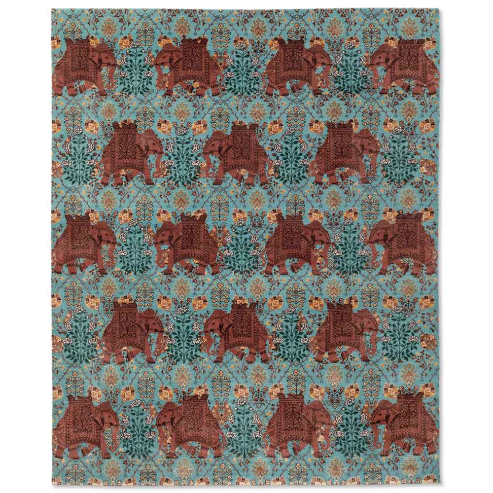 Elephant Flower Knotted Woollen and Viscose Rug By Anita Dalmia - Wool & Viscose Blend - Hand Knotted - Ajaypee Carpets (Thumbnail 2)