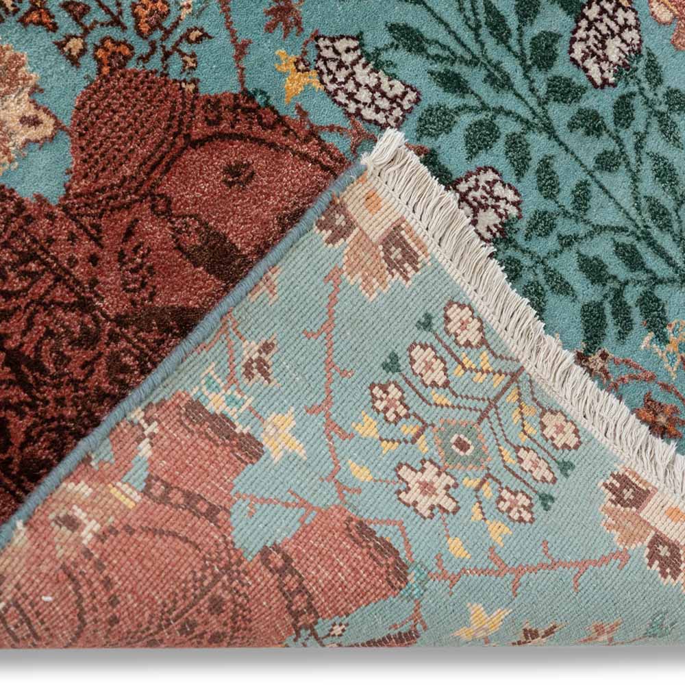 Elephant Flower Knotted Woollen and Viscose Rug By Anita Dalmia - Wool & Viscose Blend - Hand Knotted - Ajaypee Carpets (Thumbnail 4)