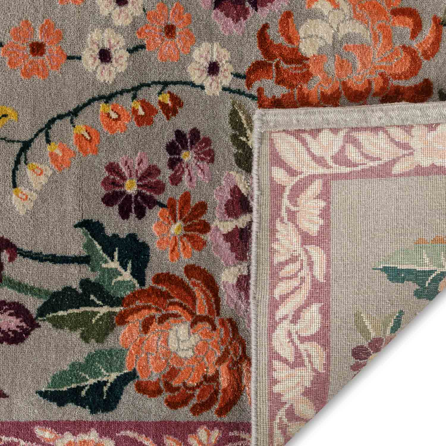 Feraghan Hand Knotted Woollen And Silk Rug By Ashdeen - Wool & Silk Blend - Hand Knotted - Ajaypee Carpets (Thumbnail 7)
