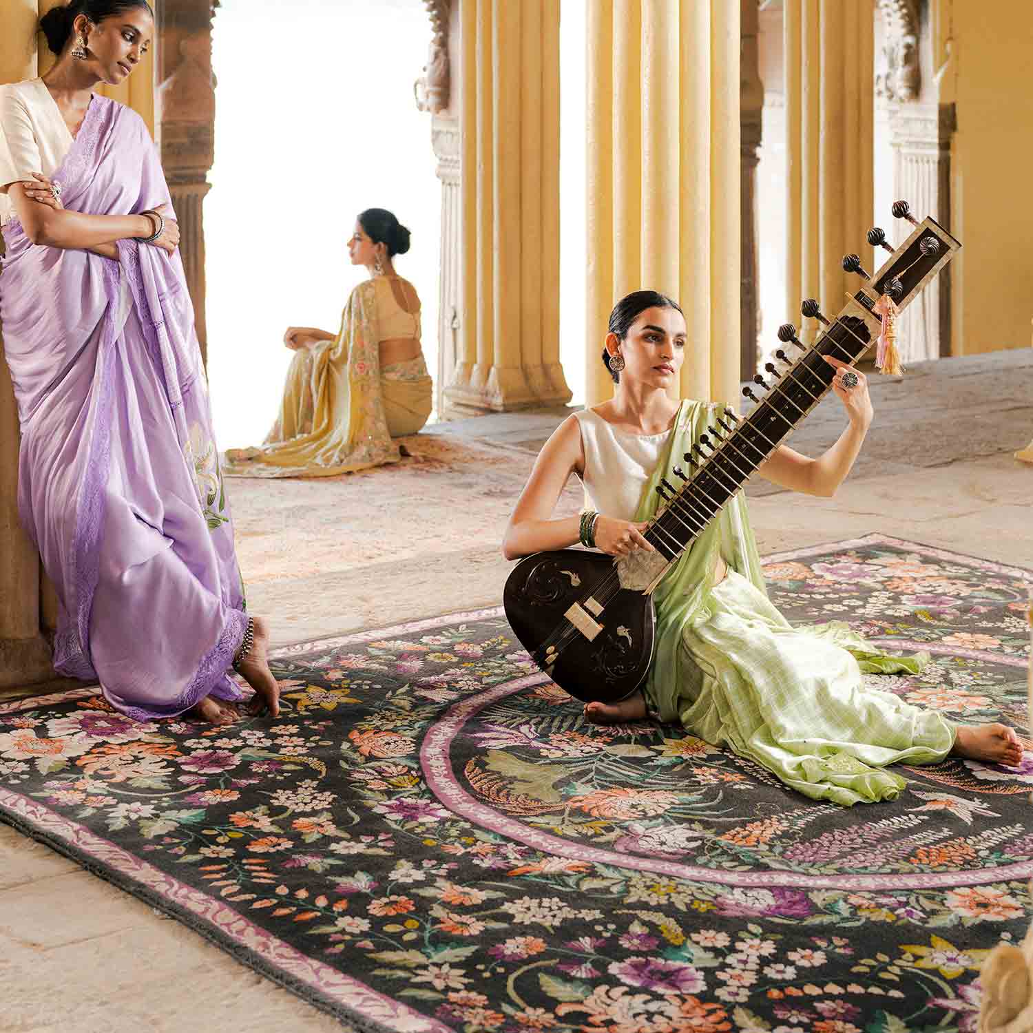 Feraghan Hand Knotted Woollen And Silk Rug By Ashdeen - Wool & Silk Blend - Hand Knotted - Ajaypee Carpets (Thumbnail 9)