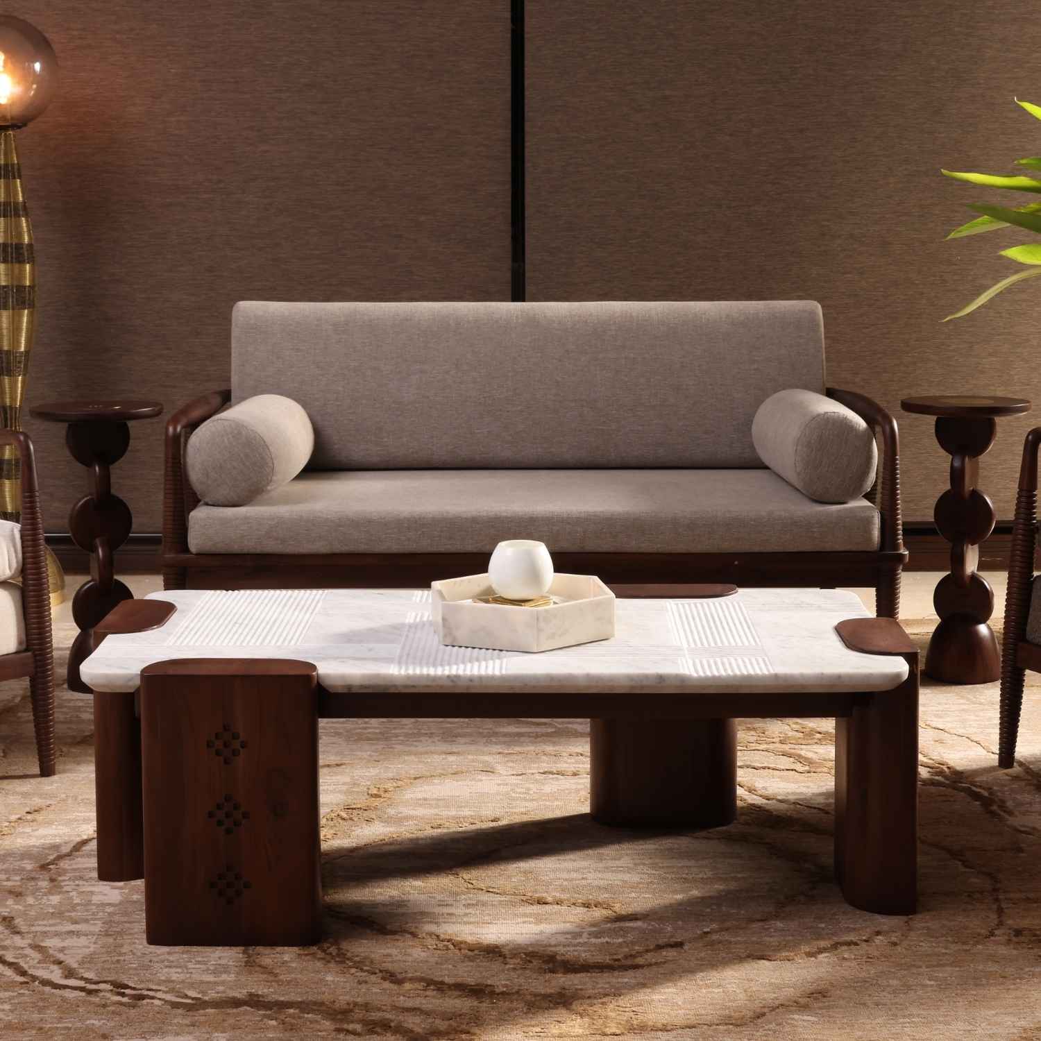 Aranya Double Seater sofa(Wood Piers) - New Zealand Wool - Hand Knotted - Ajaypee Carpets